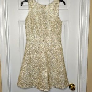 Gold and Cream Lace Holiday Dress